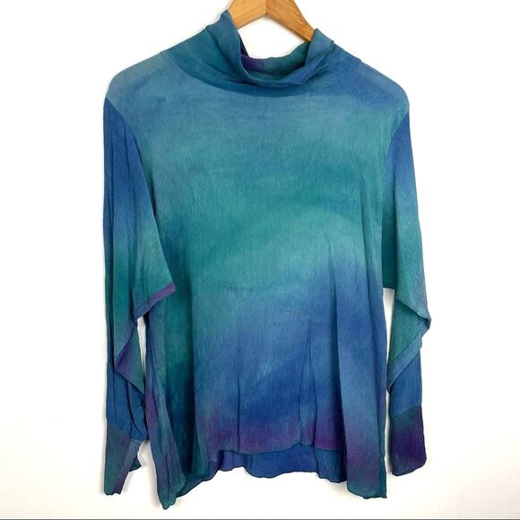 Dova Silks | 100% Silk Long Sleeve Blouse Dye Look - Picture 1 of 8